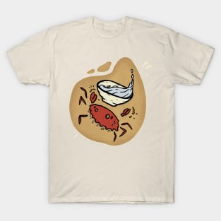 Crab Waitress Funny Simple Minimalist Cartoon Art T-Shirt